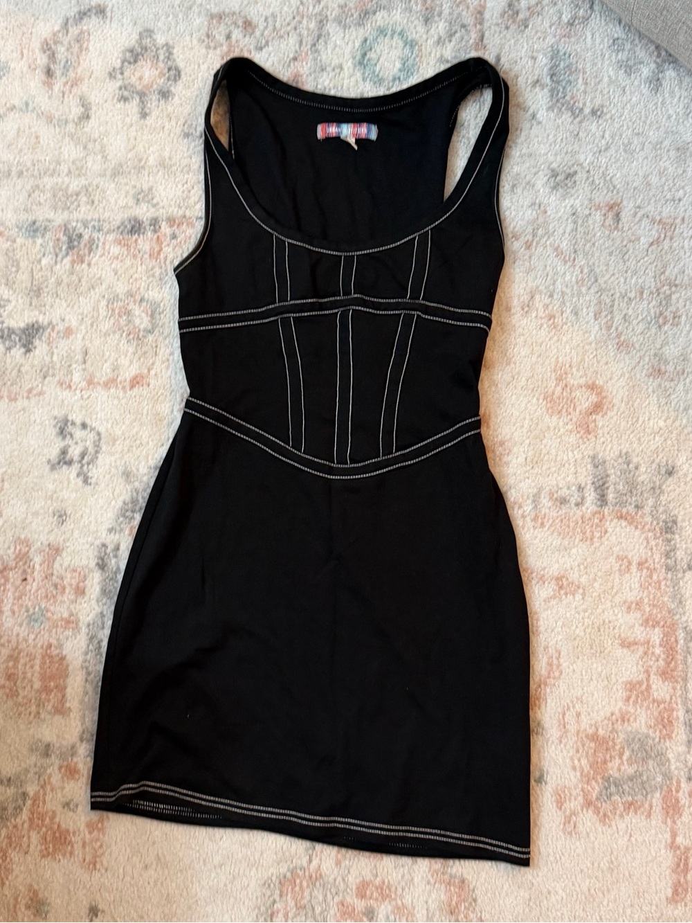 Urban Outfitters Black Tank Dress with Contrast Stitching Corset